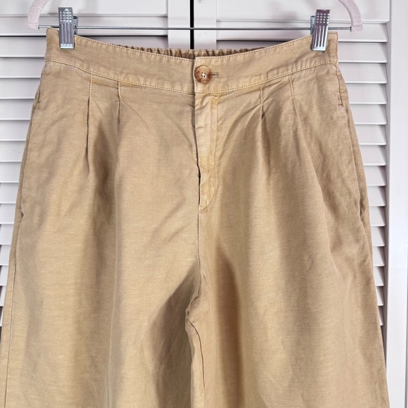 Faherty Organic Cotton Linen Canvas Trouser Chino Pants Wide Leg Safari Size 6 - Picture 3 of 9